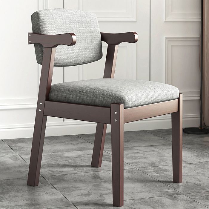 Silla de madera moderna para interiores y exteriores, silla lateral de comedor acolchada con respaldo abierto para el hogar