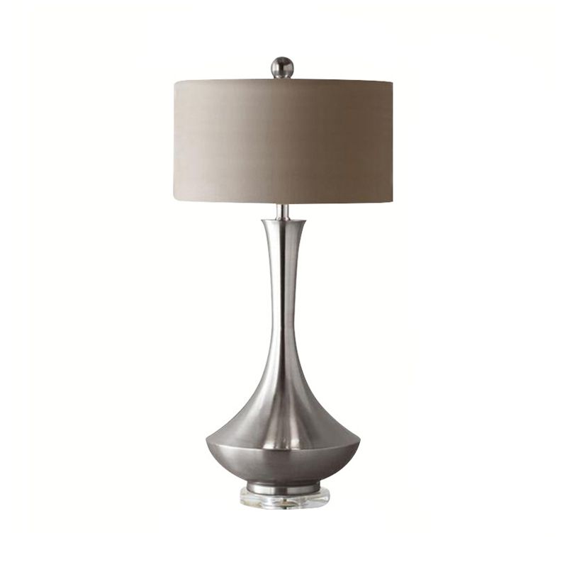 Grau/schwarzer Zylinderstudie Lampe Traditionelle Stoff 1 Kopflesebuchlicht mit Silber/Gold -Glas Basis