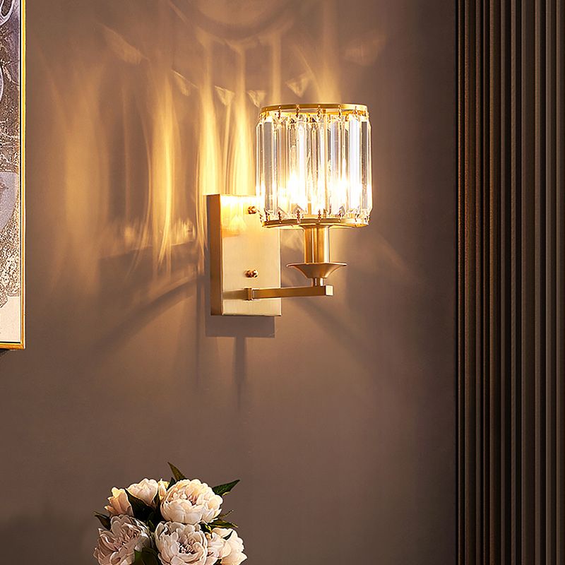 Moderner Stil Geometrischer Schatten Wandleuchte Kristallwandhalterung Leuchte in Gold