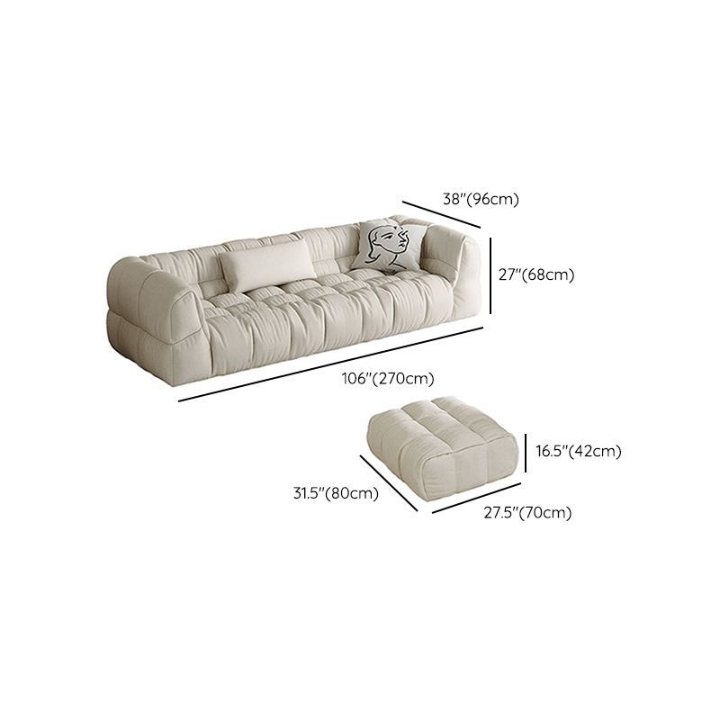 Contemporary White Button-tufted Sofa Tuxedo Arm Living Room Settee