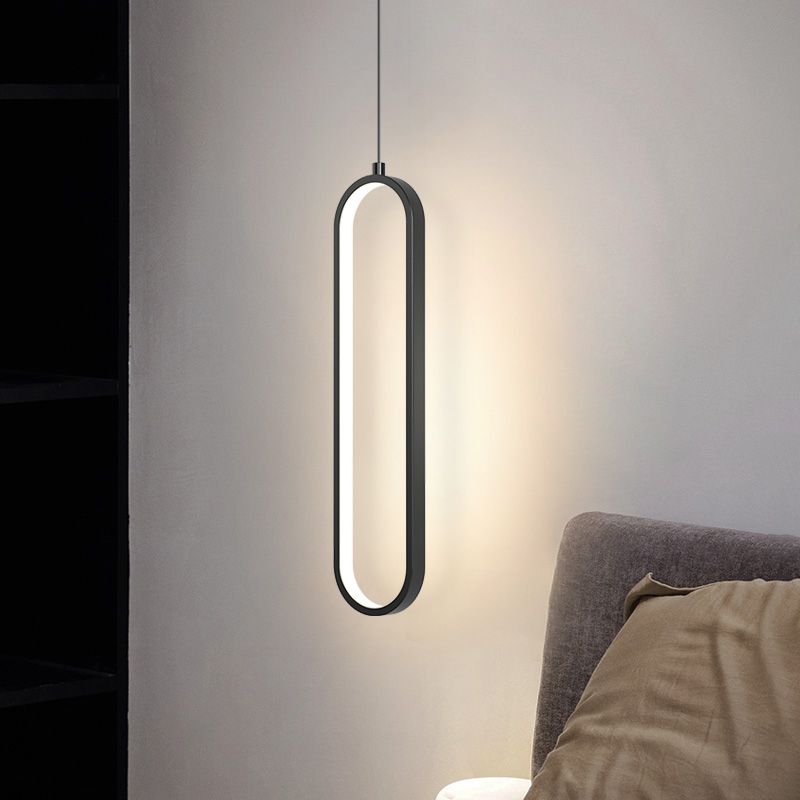 Illuminazione a sospensione lineare minimalista, tonalità rettangolare appesa la luce per camera da letto