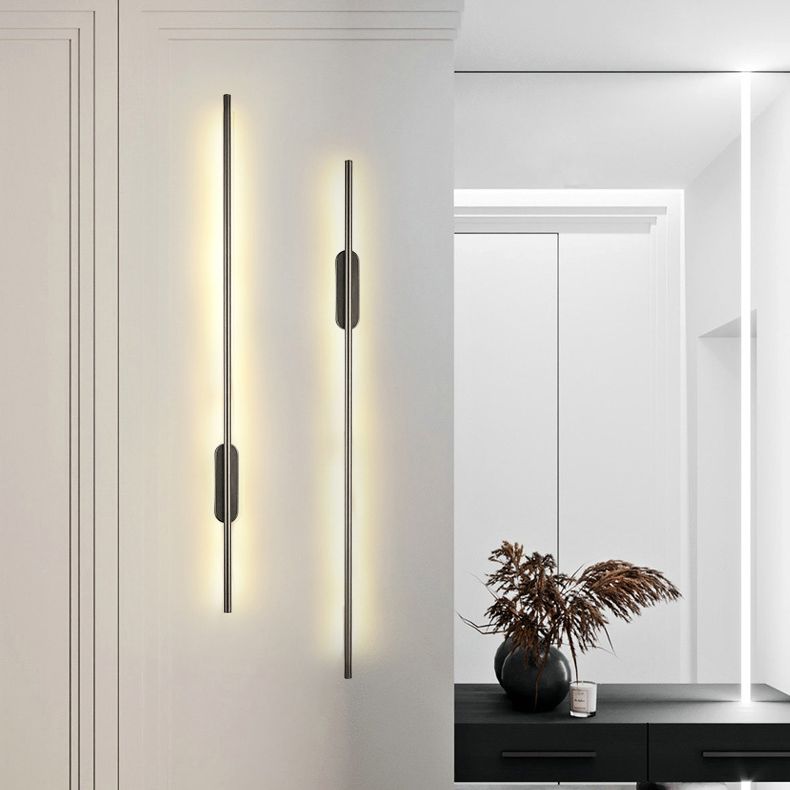 Iluminación de pared lineal negra Acrílico moderno 1 luz de pared de luz luz para el dormitorio