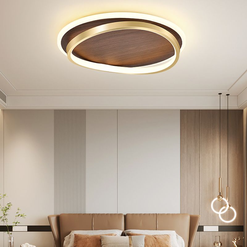Brown Geometric Shape Flush Mount Modern Metal Ceiling Light Fixture with Acrylic Shade