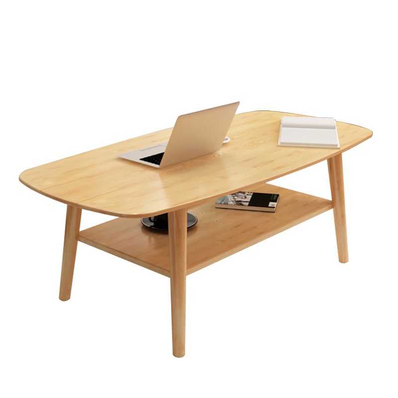 Modern 4 Legs Rectangular Coffee Table with Storage Cocktail Table