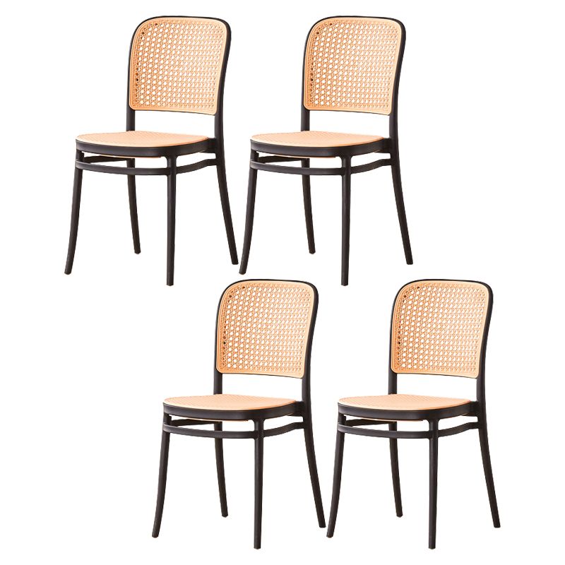 Contemporary Armles Dining Side Chair with Natural Back Stacking Chair