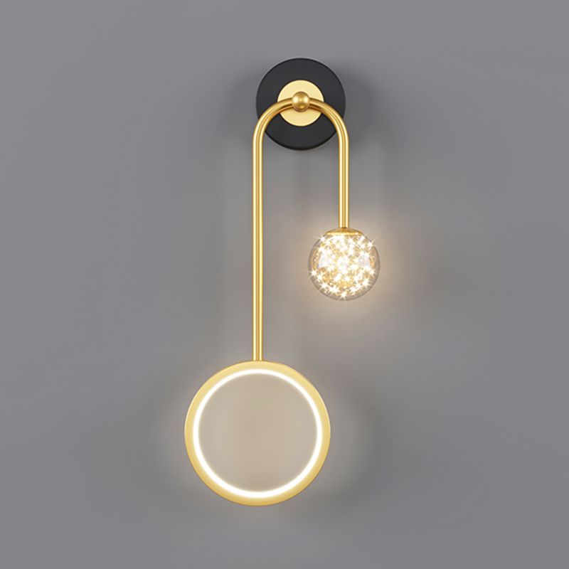 Modern Simple Style Round Disc Shade Wall Sconce Metal 2 Lights Sconces in Gold Finish