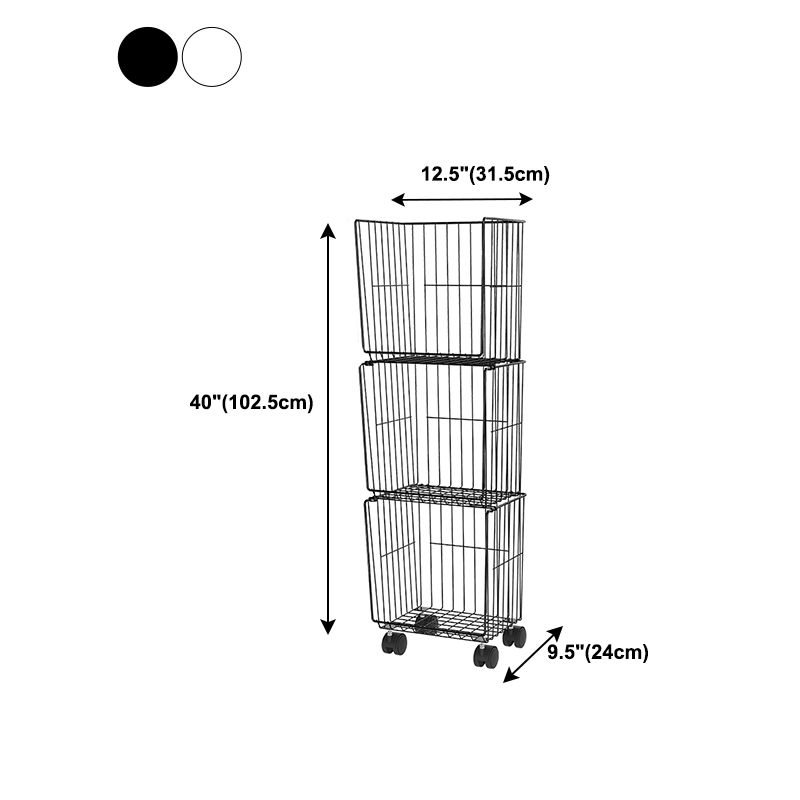 Black and White Industrial Bookshelf Iron Bookshelf with Caster Wheels