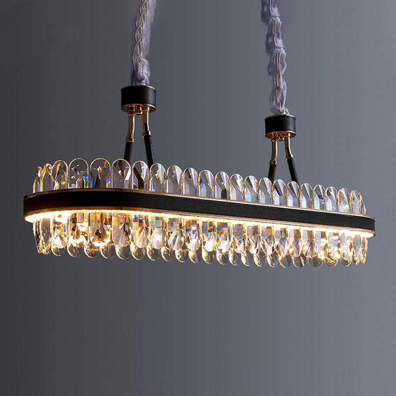 Luci dell'isola geometrica moderna lampadario cristallo 1 illuminazione isola luminosa in finitura nera