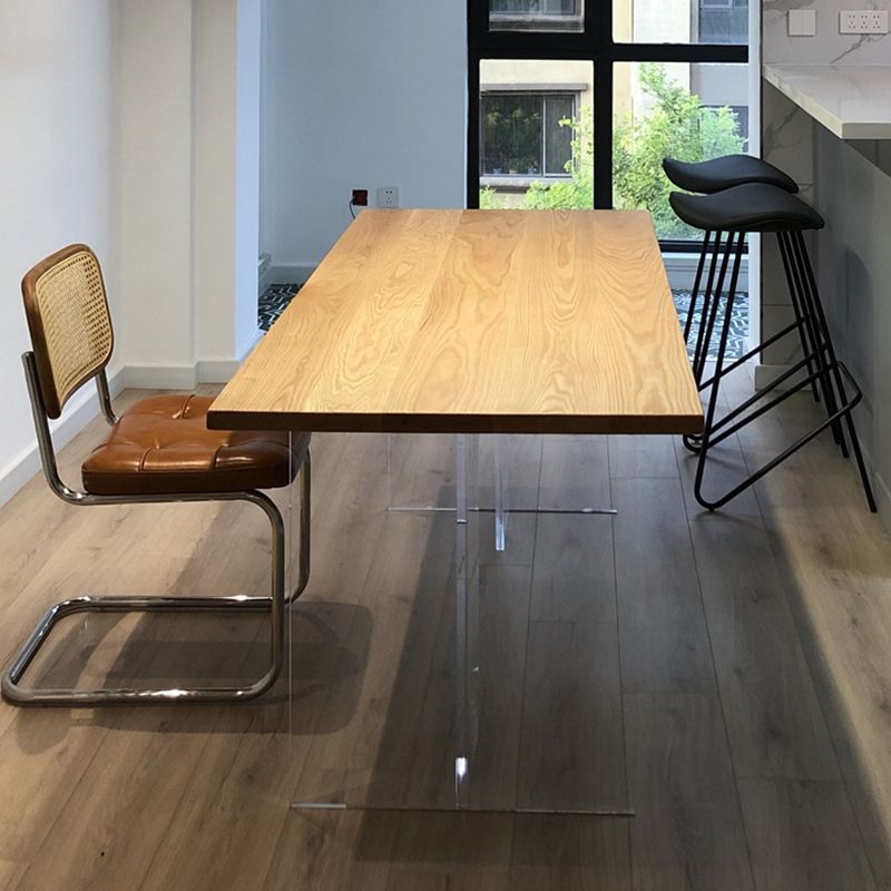 Double Pedestal Dining Table Simple Style Pine Solid Wood Dining Site Table