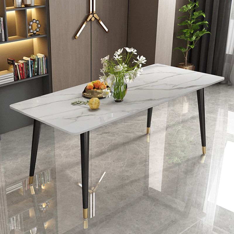 Modern Dining Rectangle Table Sintered Stone Table with Metal Legs for Kitchen