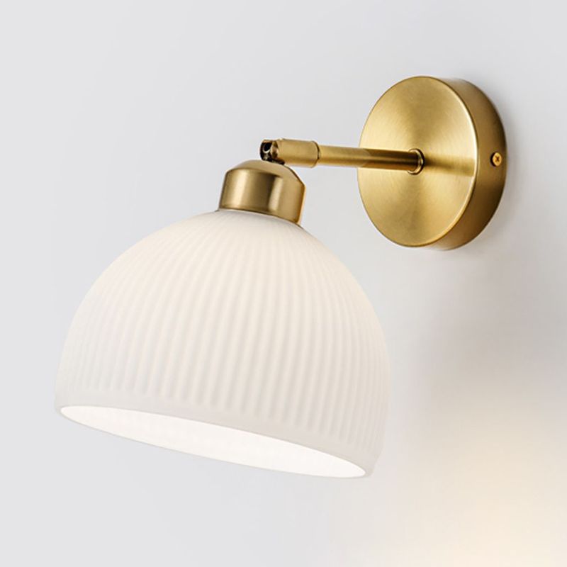 Nordic Style Wall Light Dome Shape Adjustable Wall Lamp with Glass Shade for Bedroom