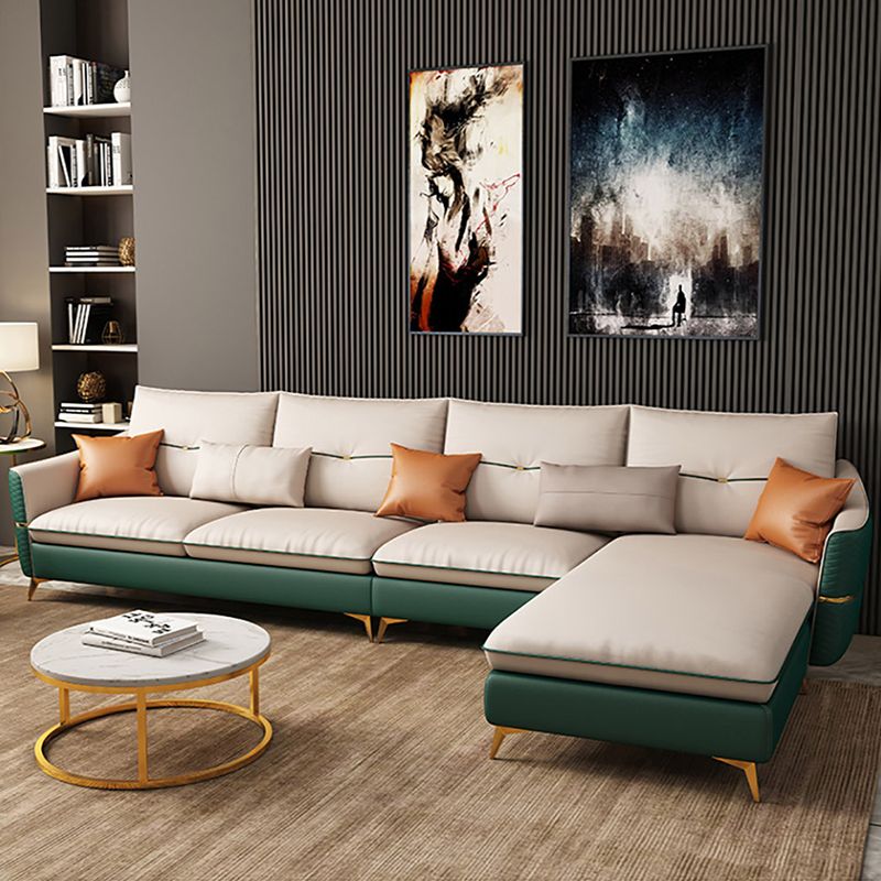 4-seat Luxurious Sectional with Pillows Sloped Arm Sectional