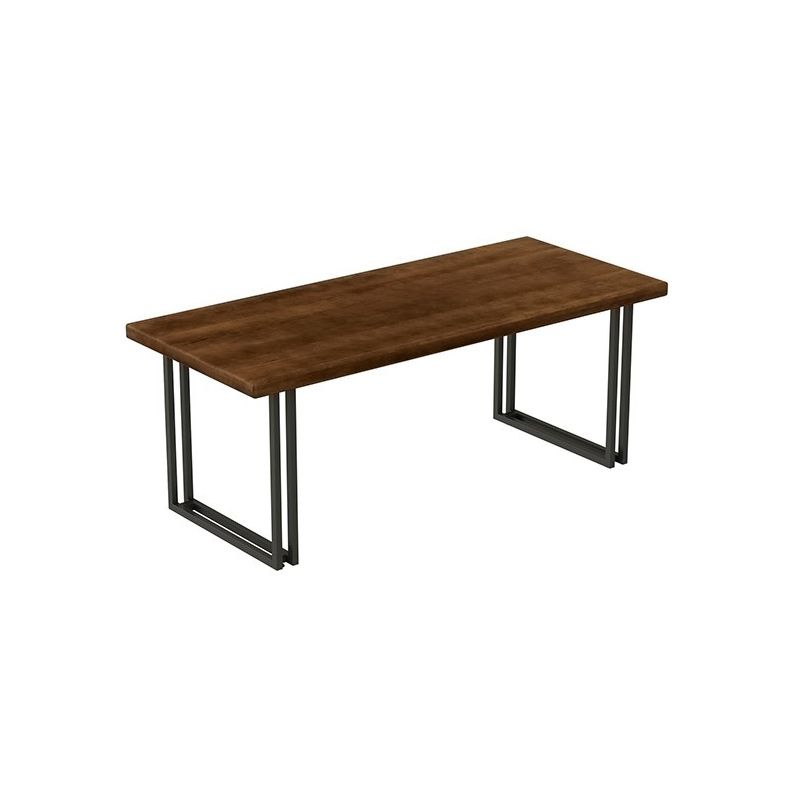 Solid Wood Indoor Dining Table for Restaurant Industrial Wood Table with Metal Base