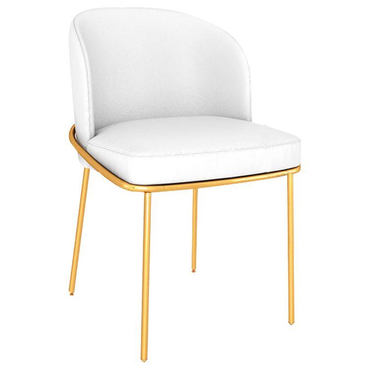 Silla de comedor escandinava de metal para comedor, silla sin brazos amortiguada con respaldo