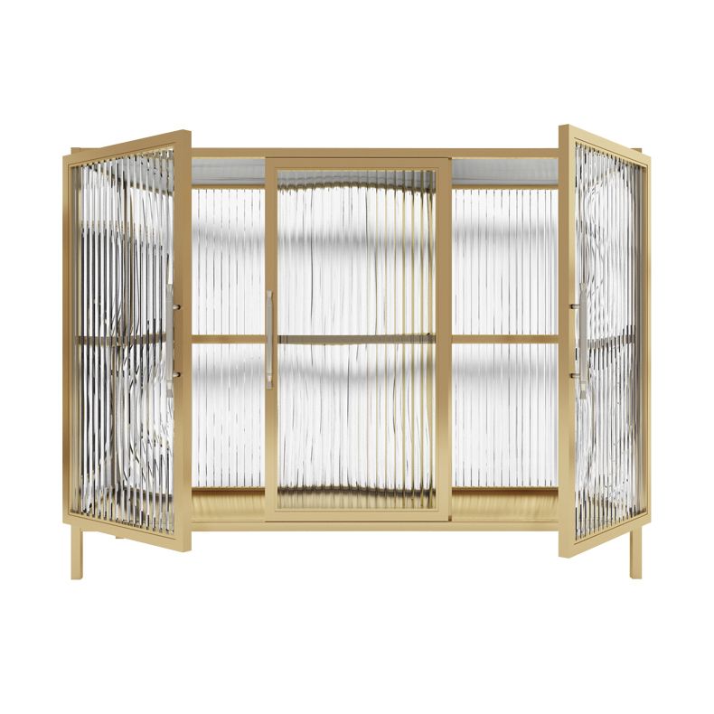 Luxury Storage Sideboard Sintered Stone Sideboard Cabinet with Glass Doors