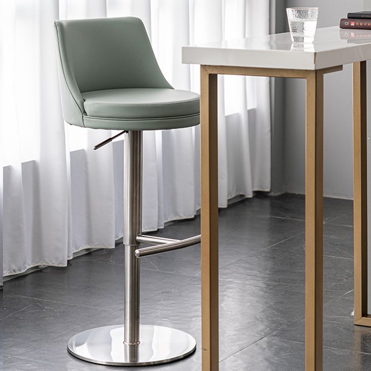 Modern Style Adjustable Counter Stool with Leather Cushion and Single Leg