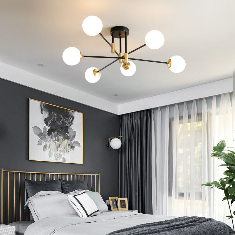 Nordic Style Ceiling Flush Mount Round Glass Flush Mount Ceiling Light for Bedroom