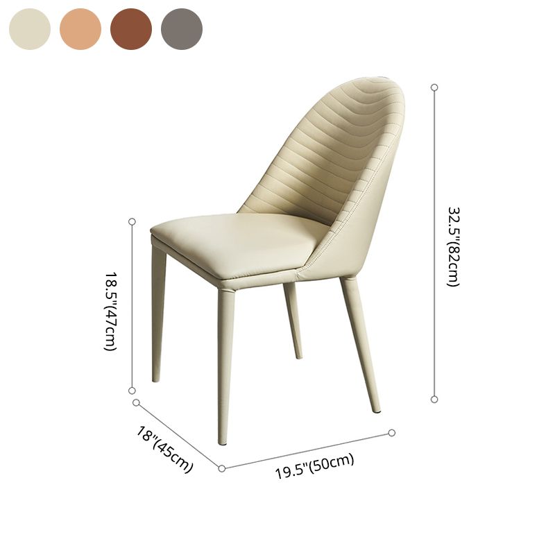 Sillas de comedor de cuero de diseño moderno, sillas laterales sin brazos con respaldo sólido (juego de 2)