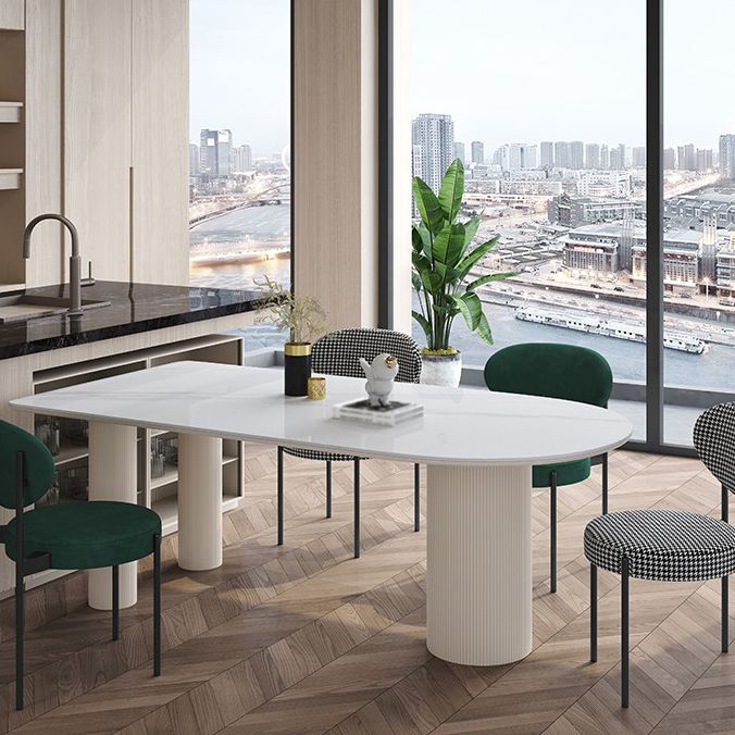 Sintered Stone Top Free Form White Table for Restaurant Modern Dining Table with 3 Legs