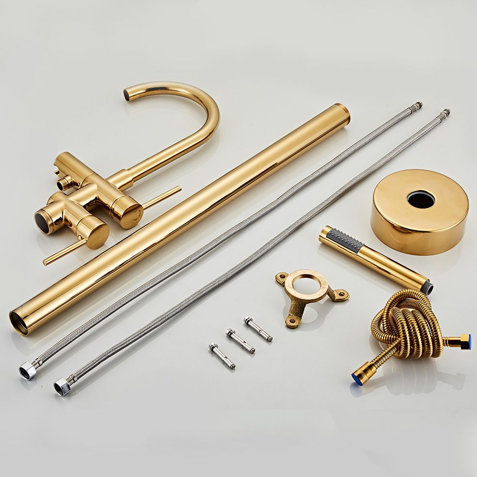 Traditional Floor Mounted Freestanding Tub Filler Double Handles Bathtub Faucet