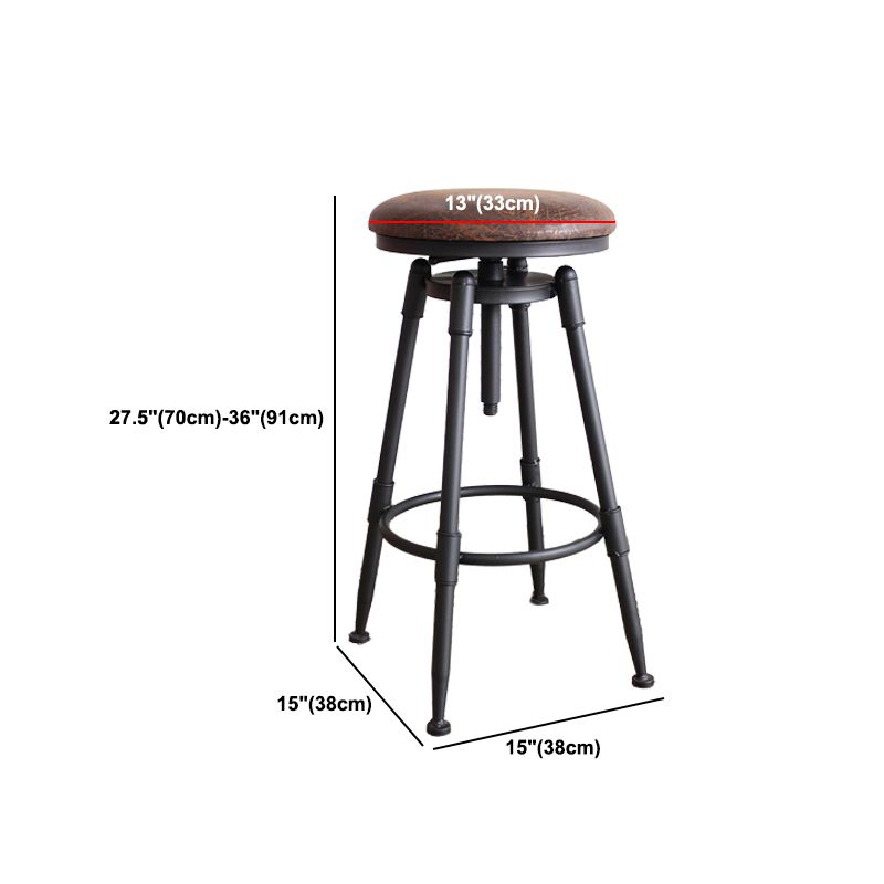 Industrial Metal Barstool Leather Counter Stool in Matte Finish for Home