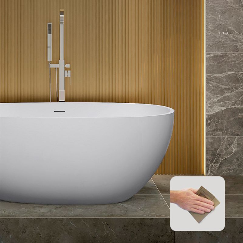 Modern Oval Tub with Drain and Overflow Trim White Soaking Bathtub for Home