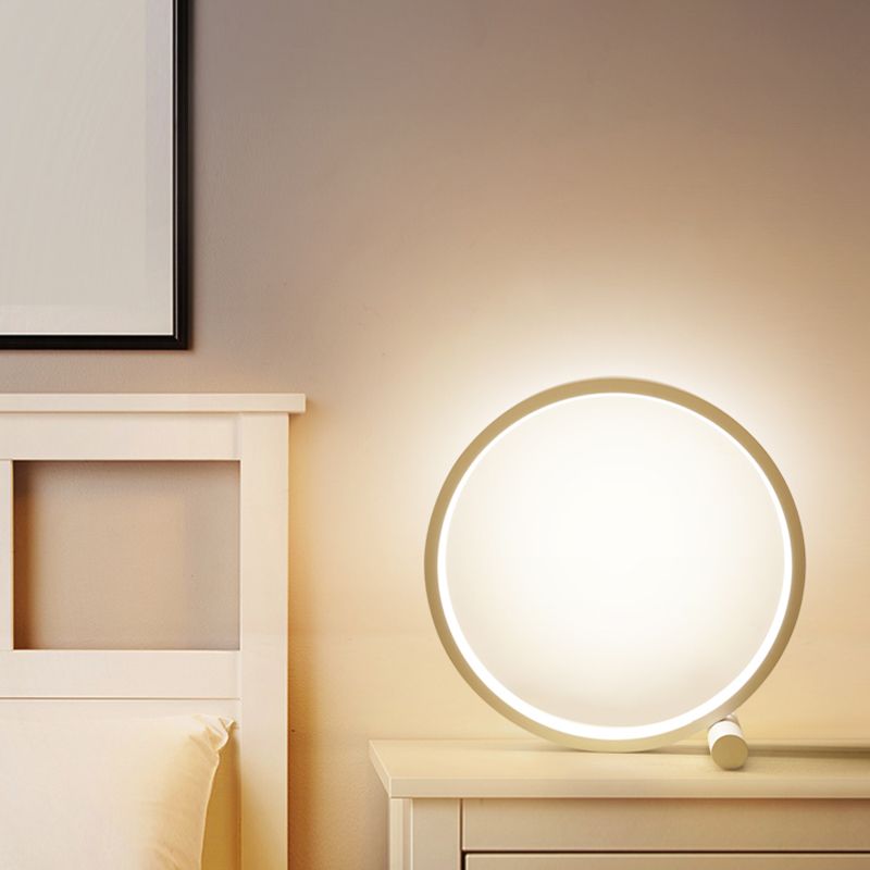 1 lampada da comodino a cerchio leggero lampade da comodino in metallo contemporaneo per camera da letto