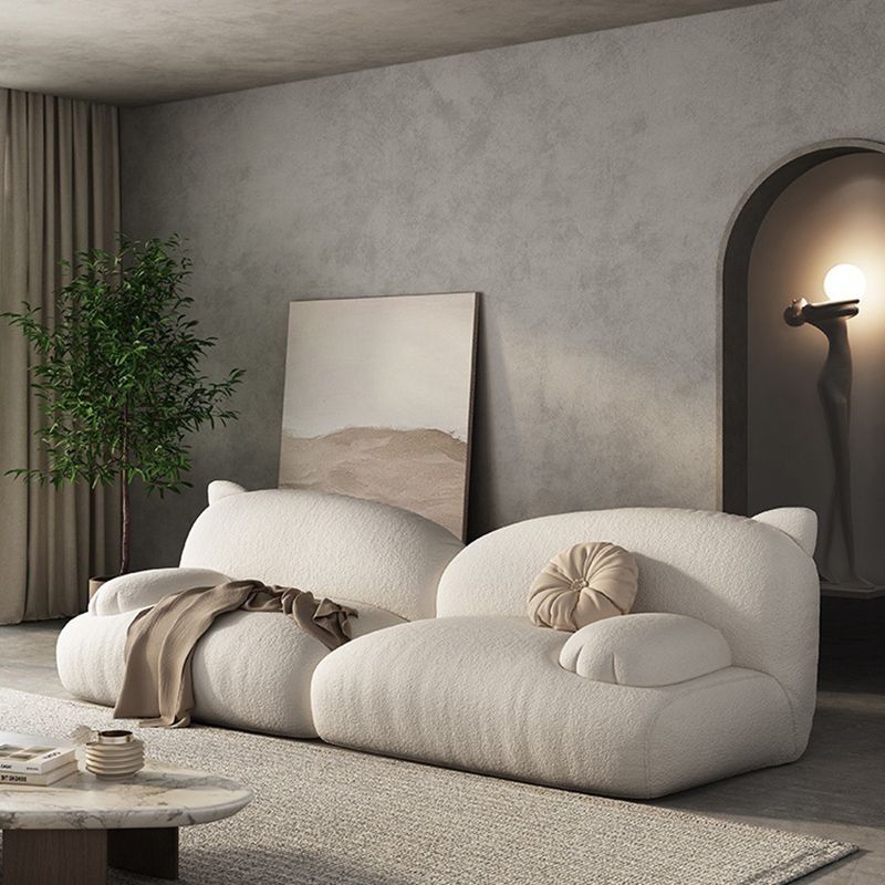 Contemporary Fabric Pillow Top Arm Standard Settee Loose Back Sofa
