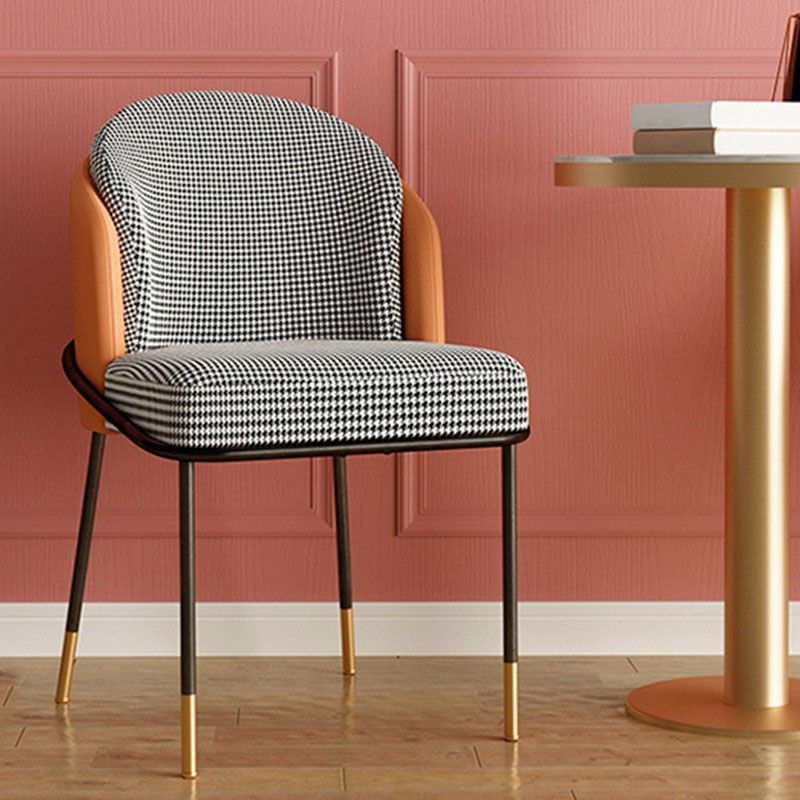 Glam Metal Dining Armless Chair Upholstered Side Chairs for Restaurant Use