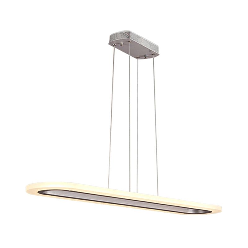 Enkele laag kroonluchter minimalistisch acryl zilver LED hangend licht licht in wit/warm/natuurlijk licht, 31,5 "/39"/47 "breed