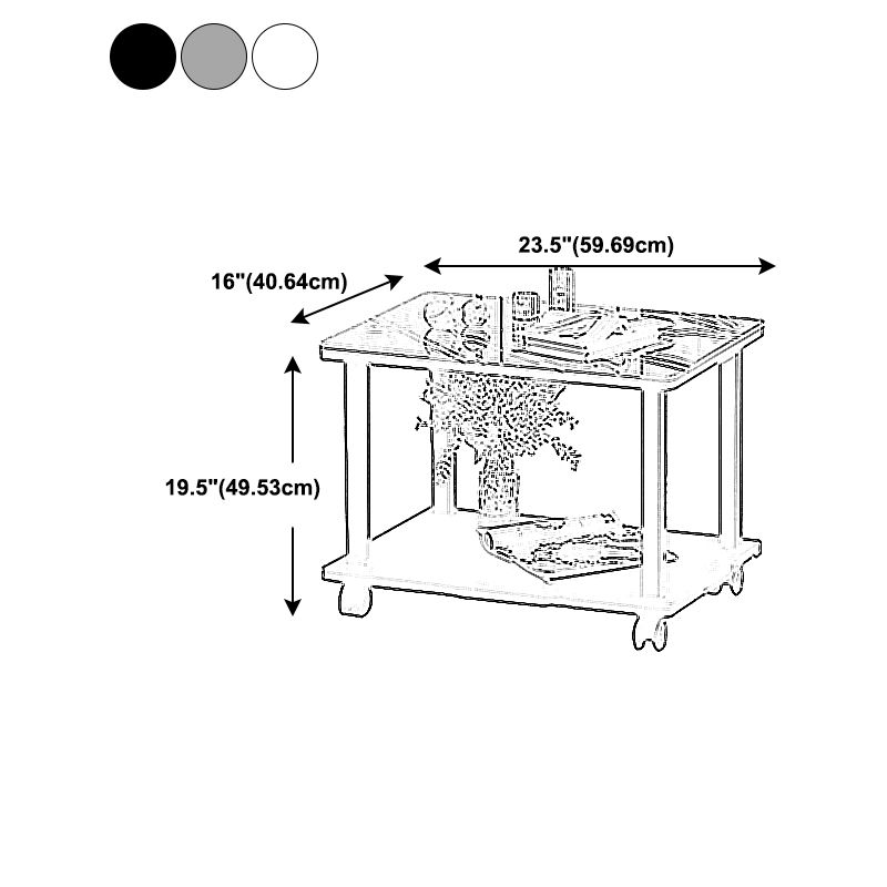 Modern 4 Legs Rectangular Coffee Table with Casters Cocktail Table in Black/White