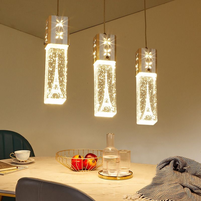 Lineaire hangende verlichtingsarmaturen Moderne 3-lichts heldere suspensielamp met kristalschaduw