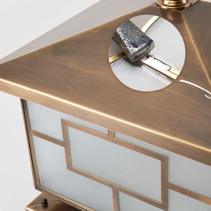 Square Shape Metal Pillar Lamp Modern Style Waterproof Outdoor Light in Bronze