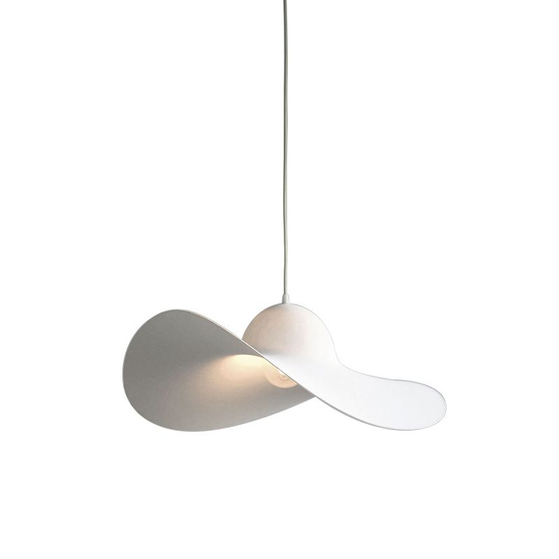Hat Shaped Drop Pendant Lighting Modern Acrylic 1 Light Bedroom Suspension Lamp in White/Grey