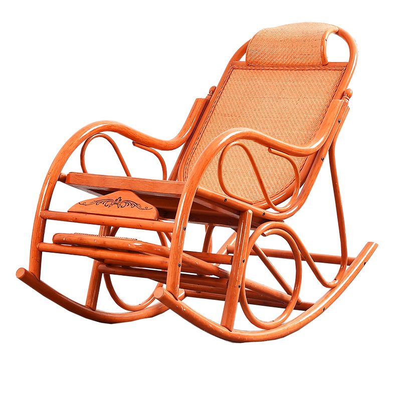 Vintage Style Wood Leisure Lazy Sofa Chair Adjustable Lounge Rocking Chair for Balcony