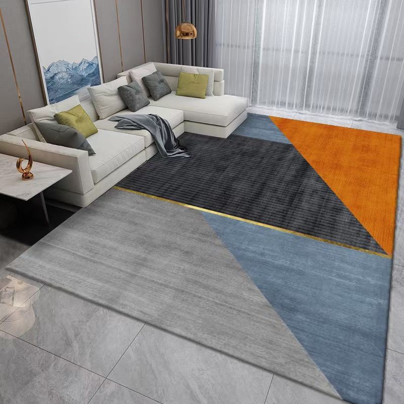 Light Gray Graphic Rug Polyester Modern Rug Stain Resistant Rug for Living Room
