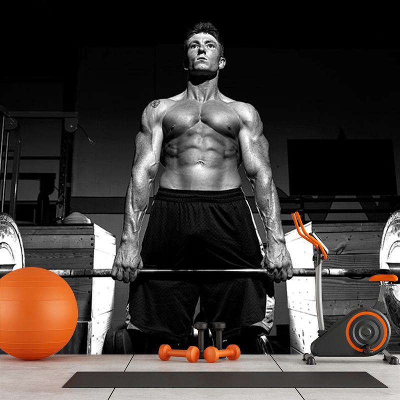 Contemporary Sportsman Wall Mural Pastel Color Waterproofing Wall Decor for Boys Bedroom