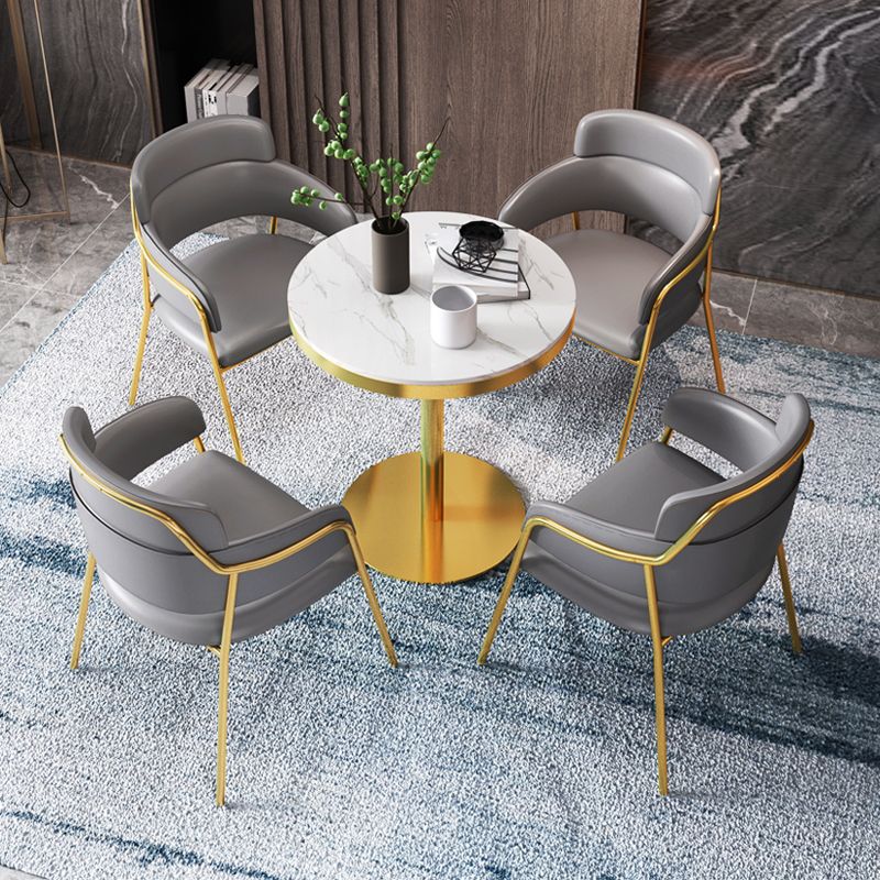 1/3/4/5 PCS Metal Scandinavian Dining Spory Set avec ensemble de dinet de table à l'intérieur rond