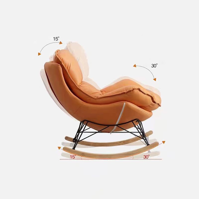 Modern Plain Rocking Chair Faux Leather Water Resistant Chair with Ottoman