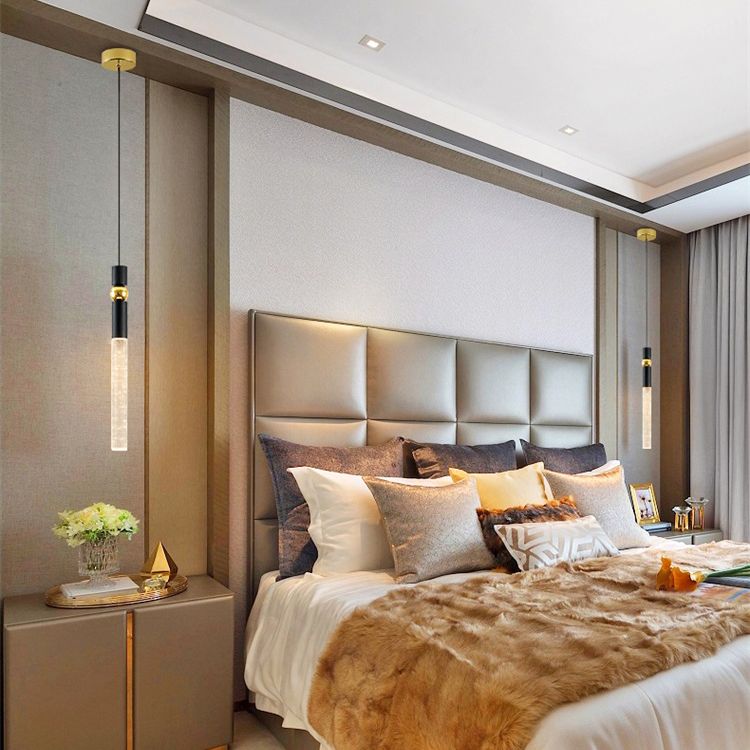 Tubular Crystal Drop Lamp Minimalistisch 1-licht LED-hanglamp Licht armatuur voor restaurant