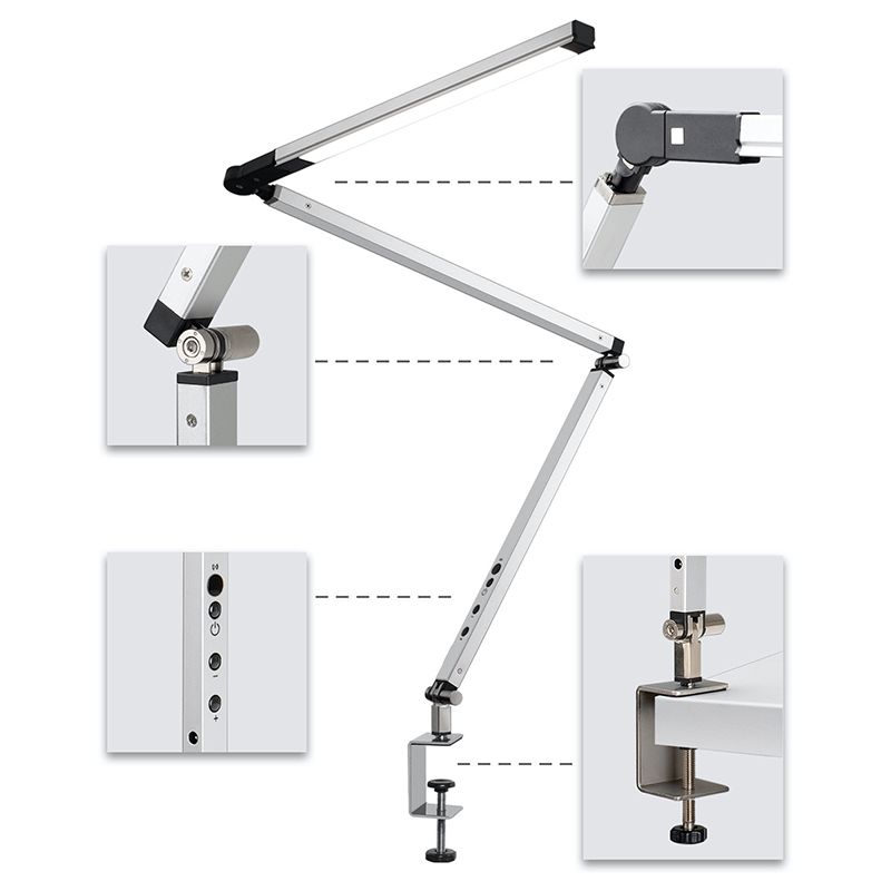 3-Arm Linear LED Task Light Minimalist Metal Office Desk Lamp with U Shaped Clamp