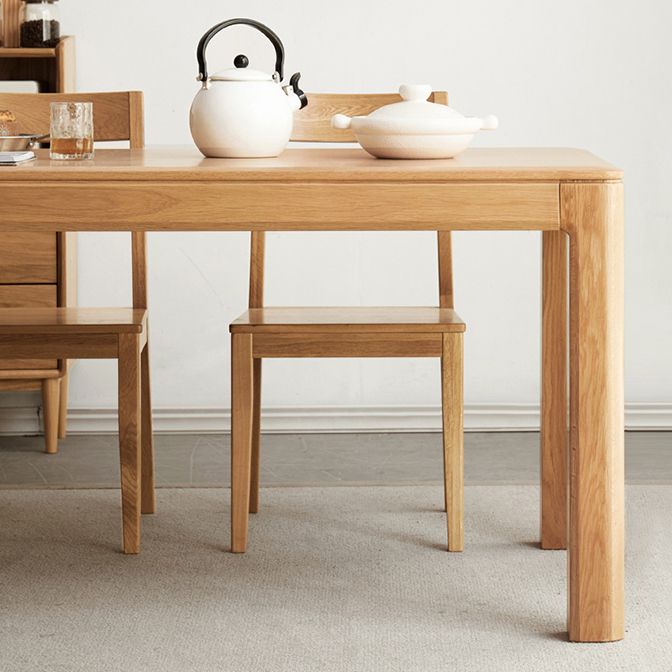Modern Style Rectangle Oak Solid Wood Dining Table in Natural