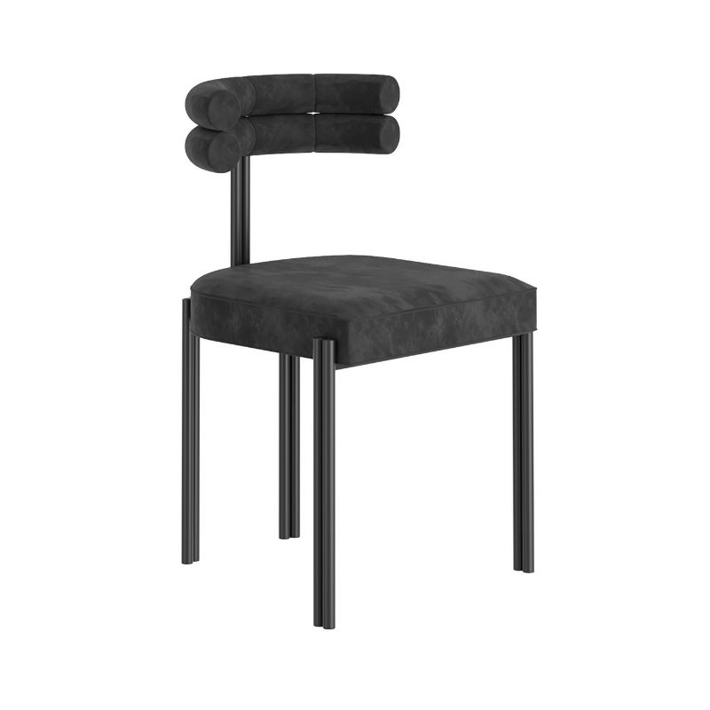 Designer Style Restaurant Velvet Side Chair Matte Finish Open Back Dining Chair