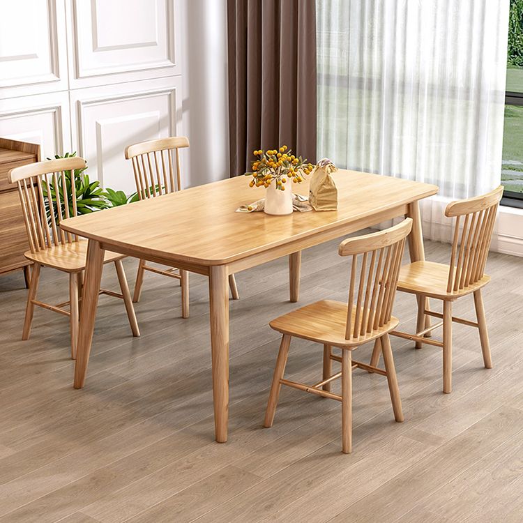 Modern Style Solid Wood Dining Set with  4 Legs Fixed Table Dinette Set for Dining Room