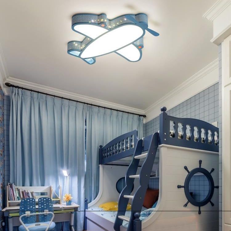 Acrylic Airplane Flush Mount Ceiling Light Contemporary LED Flushmount Ceiling Lamp in Blue