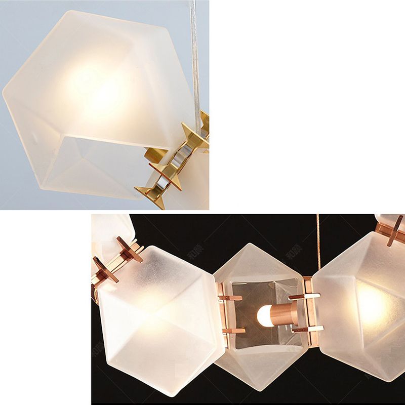 Post-modern DNA Structure Suspension Lamp Frosted Glass 8-Bulb Dinner Island Light in Gold
