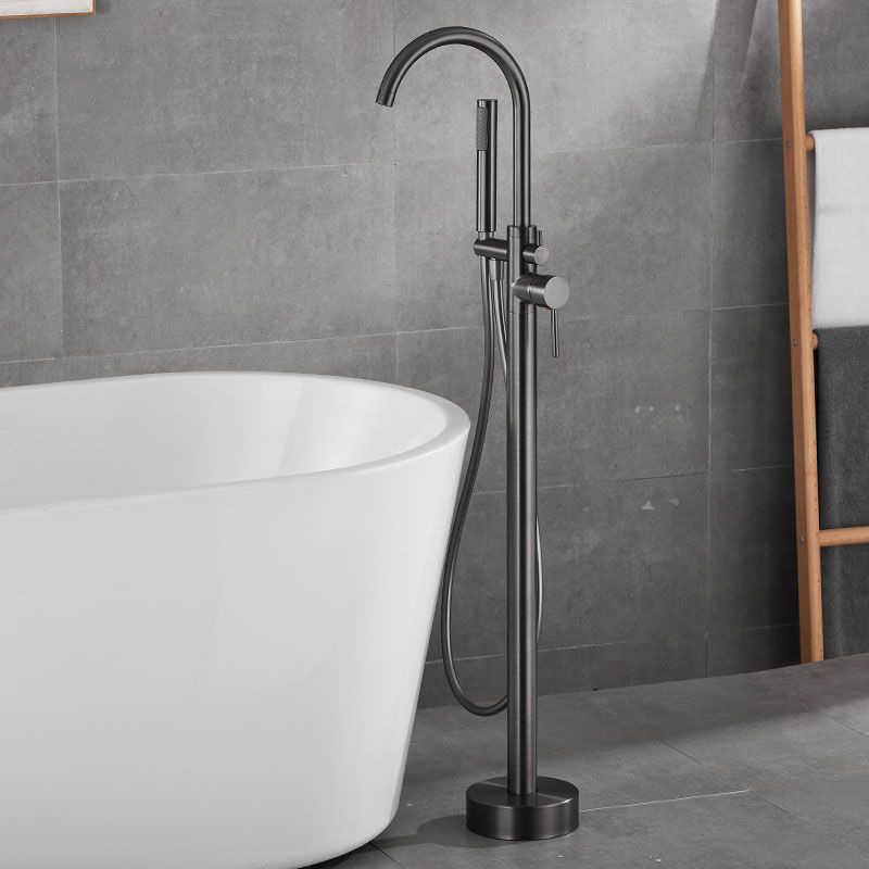 Modern Freestanding Tub Filler Trim Brass Floor Mounted with Handles Tub Faucet