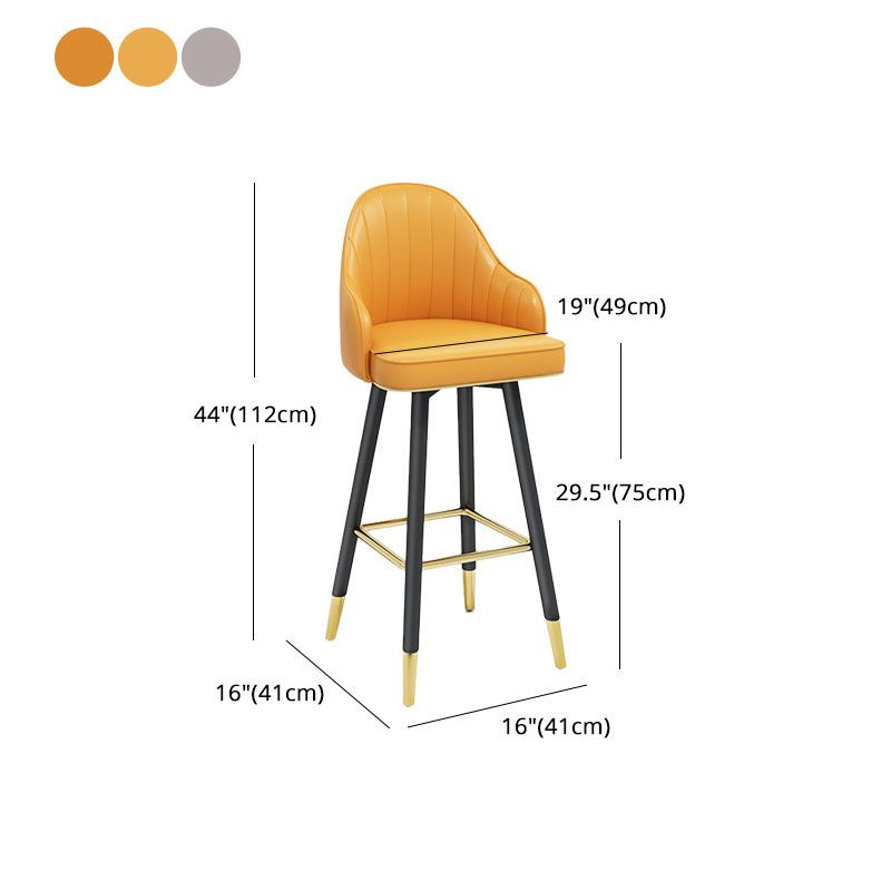 Scandinavian Armed Swivel Barstool Matte Finish Leather Stool