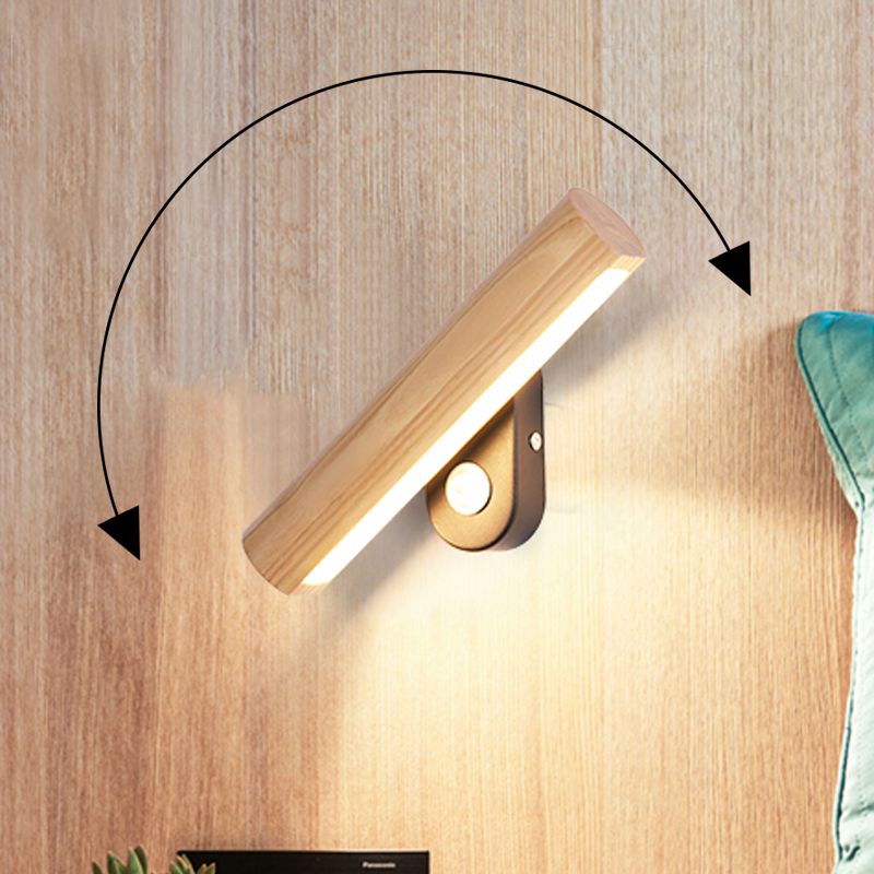 Modern Minimalist Style Linear Wall Mounted Light Fixture Wood Wall Mounted Lighting for Bedroom