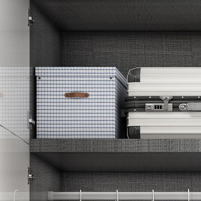 Mirrored Finish Cabinet with Hinged Doors Contemporary White Storage Cabinet